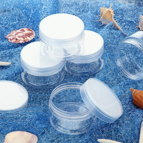 SATINIOR 6 Pack 4 oz Plastic Jars Containers with Lids Wide-mouth Refillable Leakproof Reusable Round Empty Jars for Travel Cosmetic Dry Food Spic...